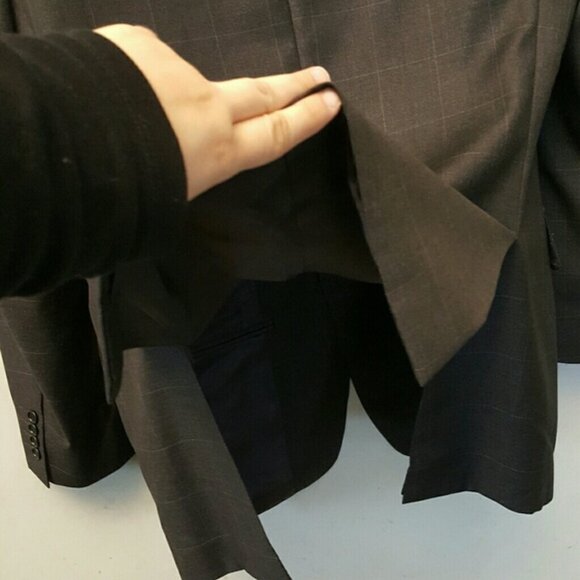 MENS- Canali dark grey checked blazer - Picture 6 of 7